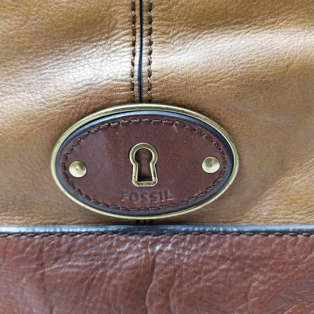 Fossil Maddox Brown Leather Zipper Closure Hobo Shoulder Bag